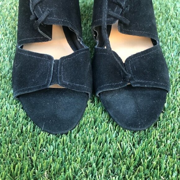 Franco Sarto Black Gazella Suede Lace Up Block Heeled Boots 8.5 - Picture 4 of 6